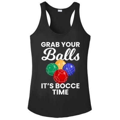 Grab Your Balls It's Bocce Time, Bocce Ladies PosiCharge Competitor Racerback Tank