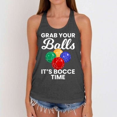 Grab Your Balls It's Bocce Time, Bocce Women's Knotted Racerback Tank