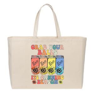 Grab Your Balls Its Canning Season Canning Hippie Cotton Canvas Jumbo Tote