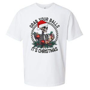 Grab Your Balls ItS Christmas Skeleton Santa Sueded Cloud Jersey T-Shirt