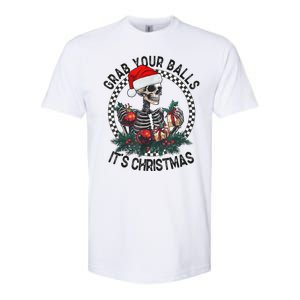 Grab Your Balls ItS Christmas Skeleton Santa Softstyle CVC T-Shirt