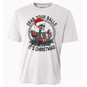 Grab Your Balls ItS Christmas Skeleton Santa Cooling Performance Crew T-Shirt