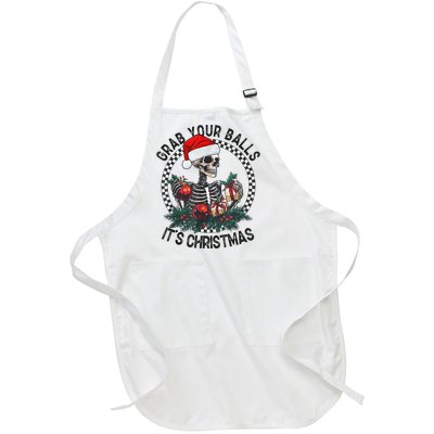 Grab Your Balls ItS Christmas Skeleton Santa Full-Length Apron With Pockets