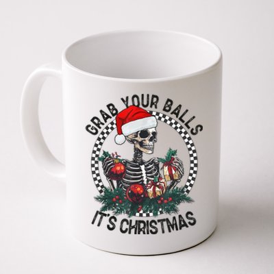 Grab Your Balls ItS Christmas Skeleton Santa Coffee Mug