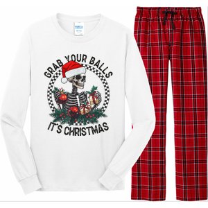 Grab Your Balls ItS Christmas Skeleton Santa Long Sleeve Pajama Set