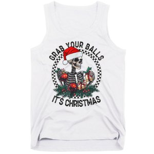 Grab Your Balls ItS Christmas Skeleton Santa Tank Top