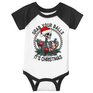 Grab Your Balls ItS Christmas Skeleton Santa Infant Baby Jersey Bodysuit