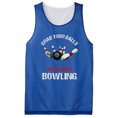 Grab Your Balls We're Going Bowling Funny Mesh Reversible Basketball Jersey Tank