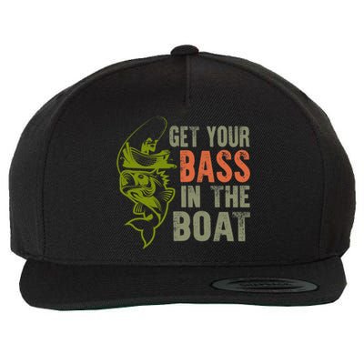 Get Your Bass In The Boat Fishing Father's Day Gift Wool Snapback Cap