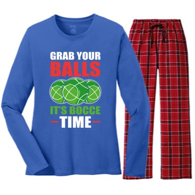 Grab Your Balls ItS Bocce Time Bocce Bocce Ball Gift Women's Long Sleeve Flannel Pajama Set 