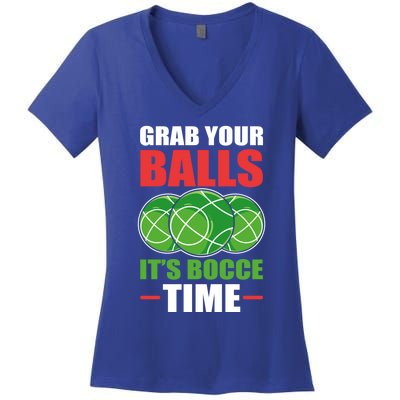 Grab Your Balls ItS Bocce Time Bocce Bocce Ball Gift Women's V-Neck T-Shirt