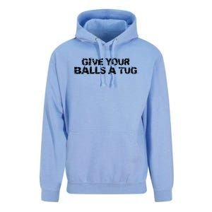 Give Your Balls A Tug Funny Hockey Trash Talk Gag Gift Unisex Surf Hoodie