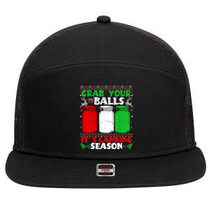 Grab Your Balls Canning Christmas Mason Jar Xmas Gifts 7 Panel Mesh Trucker Snapback Hat