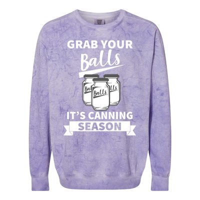 Grab Your Balls It's Canning Season Funny Saying Gag Joke Premium Colorblast Crewneck Sweatshirt