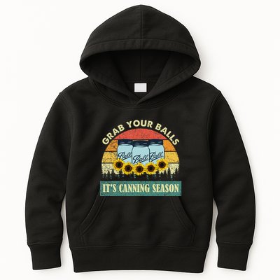 Grab Your Balls Its Canning Season Sunflower Vintage Kids Hoodie
