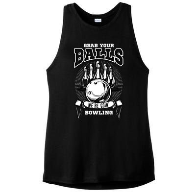 Grab Your Balls WeRe Going Bowling! Gift Ladies PosiCharge Tri-Blend Wicking Tank