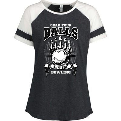 Grab Your Balls WeRe Going Bowling! Gift Enza Ladies Jersey Colorblock Tee