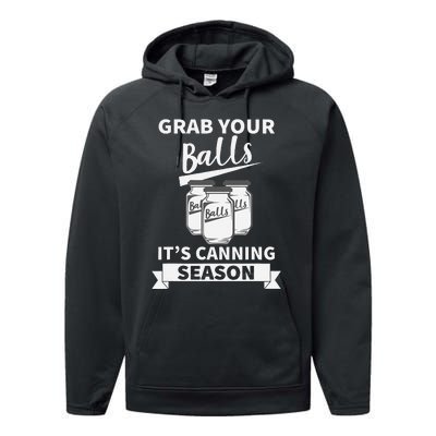 Grab Your Balls Its Canning Season Retro Performance Fleece Hoodie