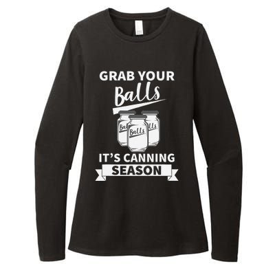 Grab Your Balls Its Canning Season Retro Womens CVC Long Sleeve Shirt