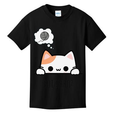 Got Yarn Cute Kitty-Cat Design For Knitters  Crocheters Gift Kids T-Shirt