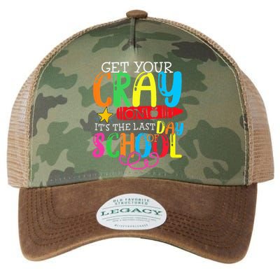 Get Your Cray On Last Day Of School Dabbing Crayon Legacy Tie Dye Trucker Hat