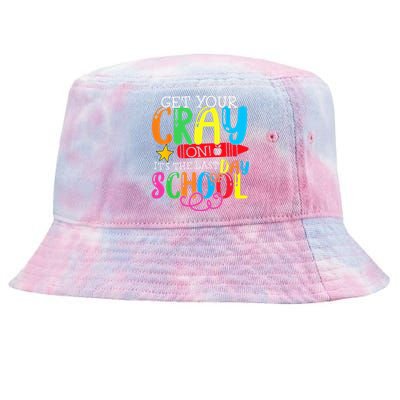 Get Your Cray On Last Day Of School Dabbing Crayon Tie-Dyed Bucket Hat