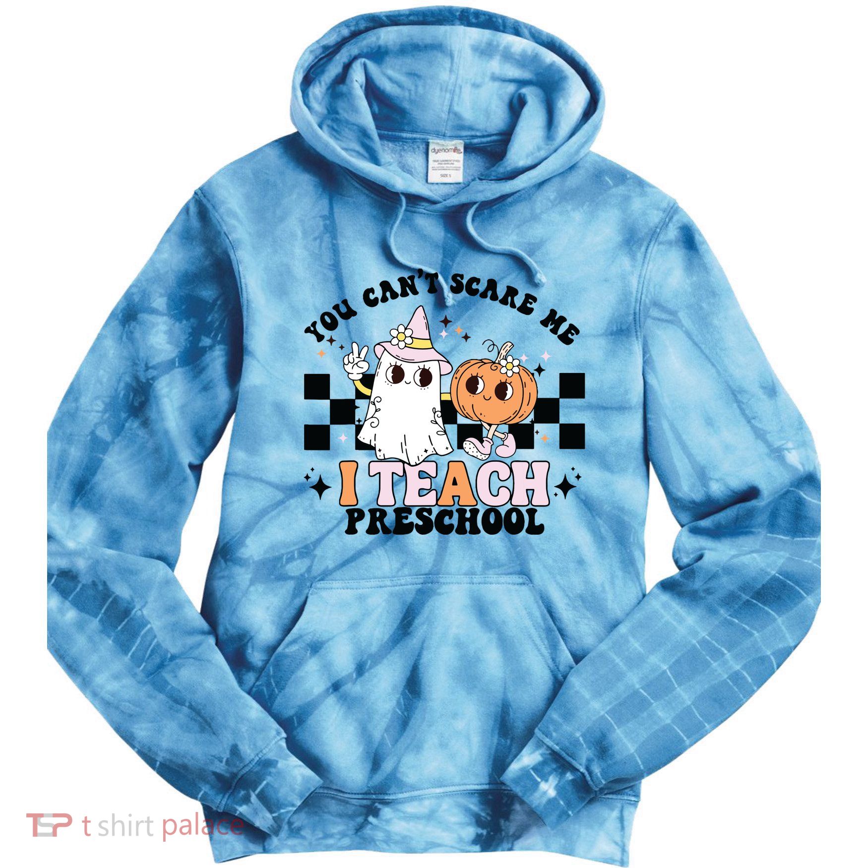 Groovy You Cant Scare Me I Teach Preschool Teacher Halloween Tie Dye Hoodie