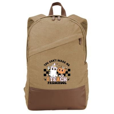 Groovy You Cant Scare Me I Teach Preschool Teacher Halloween Cotton Canvas Backpack