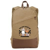 Groovy You Cant Scare Me I Teach Preschool Teacher Halloween Cotton Canvas Backpack