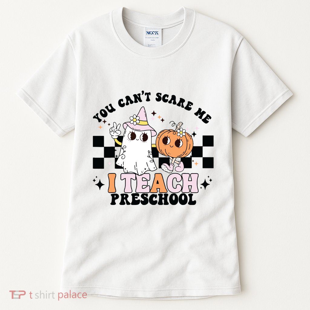 Groovy You Cant Scare Me I Teach Preschool Teacher Halloween Tall T-Shirt