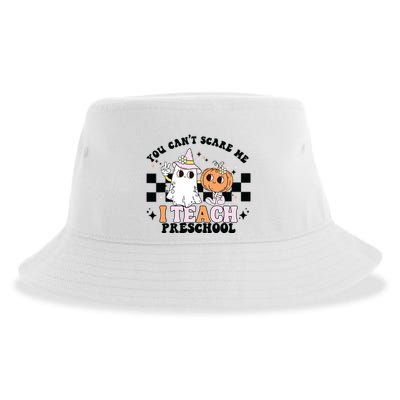 Groovy You Cant Scare Me I Teach Preschool Teacher Halloween Sustainable Bucket Hat