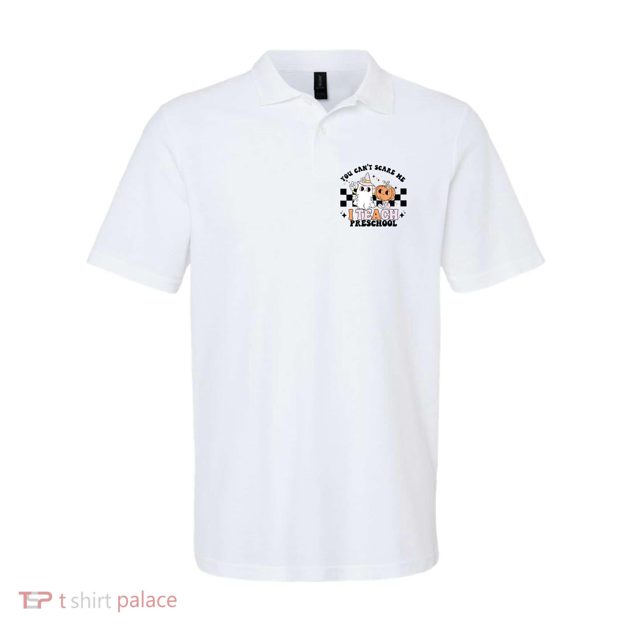 Groovy You Cant Scare Me I Teach Preschool Teacher Halloween Polo