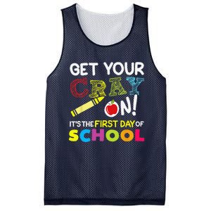 Get Your Cray On Its The First Day Of School Teacher Mesh Reversible Basketball Jersey Tank