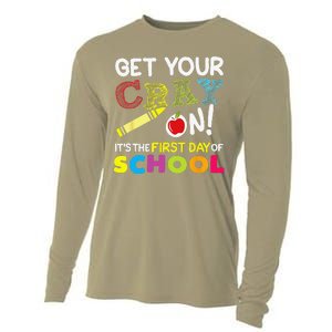 Get Your Cray On Its The First Day Of School Teacher Cooling Performance Long Sleeve Crew