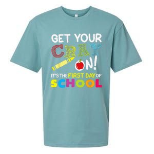 Get Your Cray On Its The First Day Of School Teacher Sueded Cloud Jersey T-Shirt