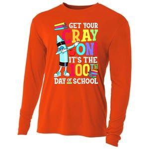 Get Your Cray On Its The 100th Day Of School Funny Gift Cooling Performance Long Sleeve Crew