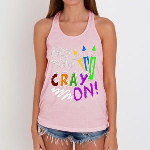 Get Your Cray On Teacher Appreciation Day Back To School Women's Knotted Racerback Tank