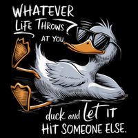 Grey Yellow Duck And Let It Hit Someone Else Flat Bill Trucker Hat