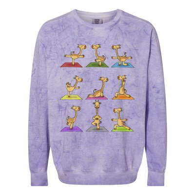 Giraffe Yoga Funny Giraffes In Yoga Poses Sports Ee Colorblast Crewneck Sweatshirt