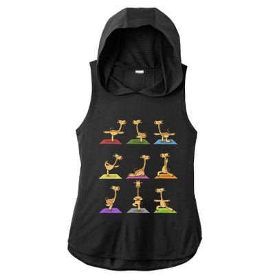 Giraffe Yoga Funny Giraffes In Yoga Poses Sports Ee Ladies PosiCharge Tri-Blend Wicking Draft Hoodie Tank