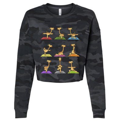 Giraffe Yoga Funny Giraffes In Yoga Poses Sports Ee Cropped Pullover Crew