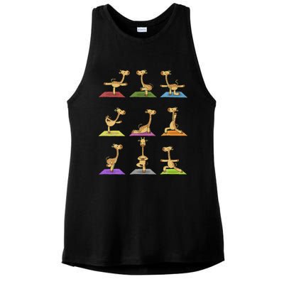 Giraffe Yoga Funny Giraffes In Yoga Poses Sports Ee Ladies PosiCharge Tri-Blend Wicking Tank