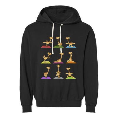 Giraffe Yoga Funny Giraffes In Yoga Poses Sports Ee Garment-Dyed Fleece Hoodie