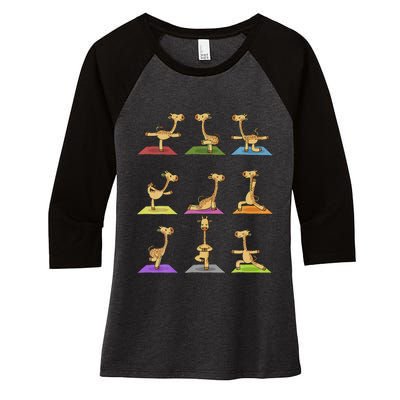 Giraffe Yoga Funny Giraffes In Yoga Poses Sports Ee Women's Tri-Blend 3/4-Sleeve Raglan Shirt