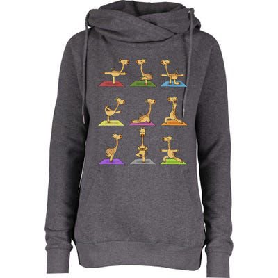 Giraffe Yoga Funny Giraffes In Yoga Poses Sports Ee Womens Funnel Neck Pullover Hood