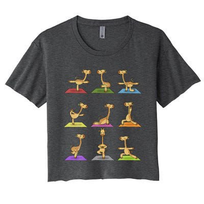 Giraffe Yoga Funny Giraffes In Yoga Poses Sports Ee Women's Crop Top Tee