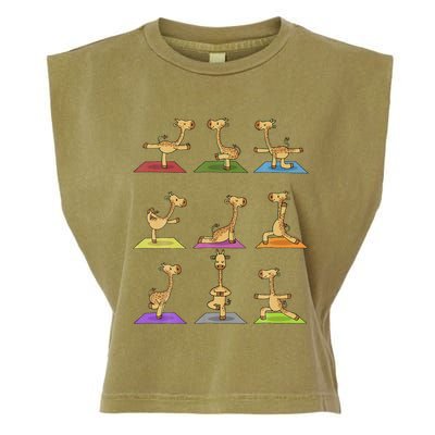 Giraffe Yoga Funny Giraffes In Yoga Poses Sports Ee Garment-Dyed Women's Muscle Tee