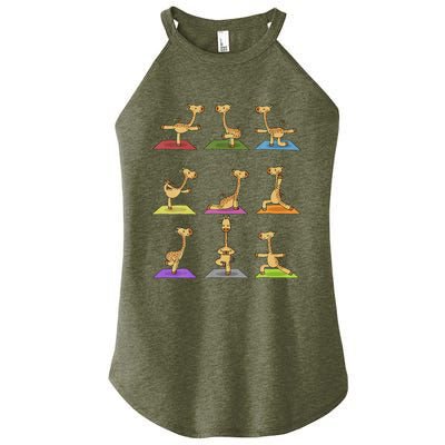 Giraffe Yoga Funny Giraffes In Yoga Poses Sports Ee Women's Perfect Tri Rocker Tank