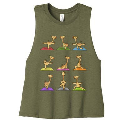 Giraffe Yoga Funny Giraffes In Yoga Poses Sports Ee Women's Racerback Cropped Tank