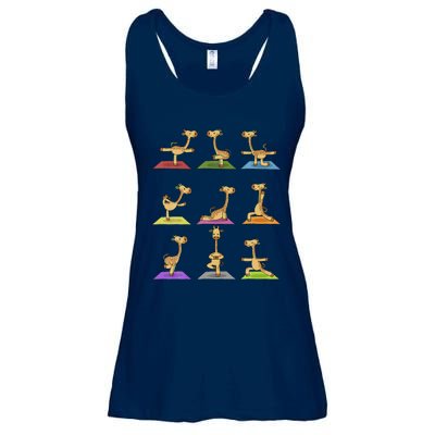 Giraffe Yoga Funny Giraffes In Yoga Poses Sports Ee Ladies Essential Flowy Tank